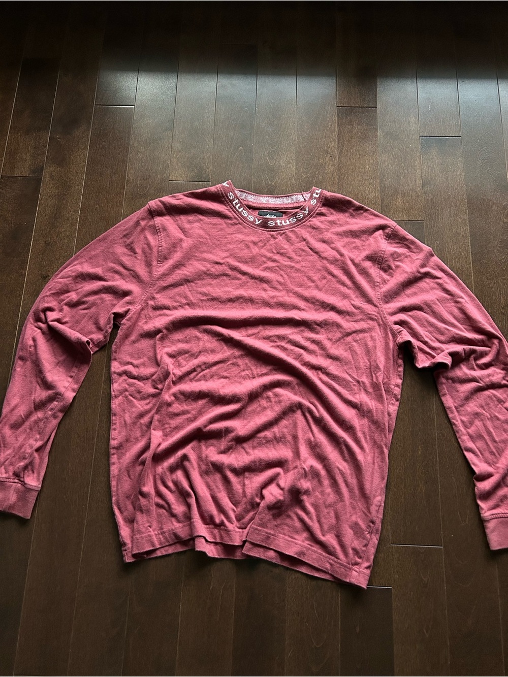 Stussy Long-Sleeve Crewneck Shirt Maroon / Burgundy